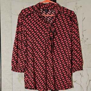 Cocomo Red Blouse with Peter Pan Collar and Tie Front